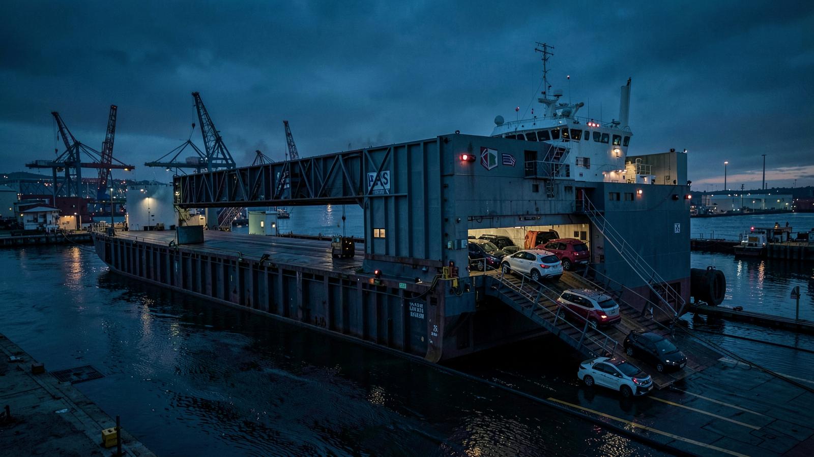 Vehicle transport and shipping at a port